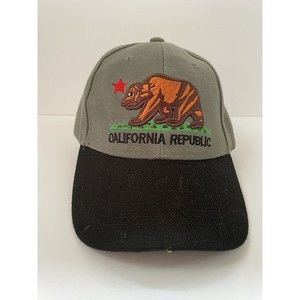 California Republic Gray Black Baseball Cap Adjustable Hat Cali Bear Men Caps 🐻